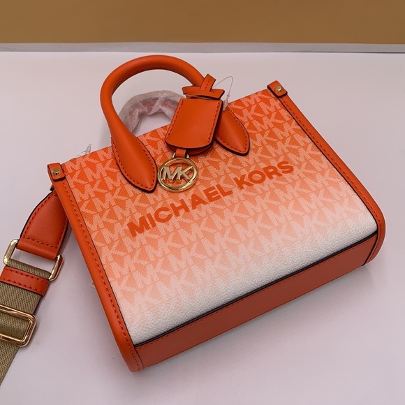 Michael Kors Mirella Extra-Small Ombré Logo Crossbody XBODY ShopperBag Poppy NWT - Picture 9 of 15